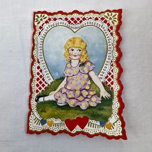 Vtg 1930s 1933 Valentine's Day Holiday Die Cut Double Sided Boy Girl Card
